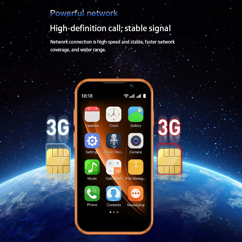 Mini Smartphone SOYES XS18 Pro – Écran Tactile 3", Face ID, Android 9.0, Double SIM, 2 Go RAM + 16 Go, WiFi & Bluetooth