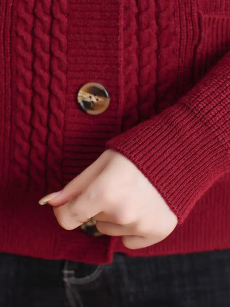 Cardigan épais tricoté et torsadé - Femme