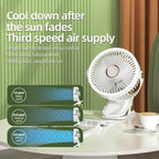 Ventilateur portable 360° facile à clipser - Eclairage LED intégré