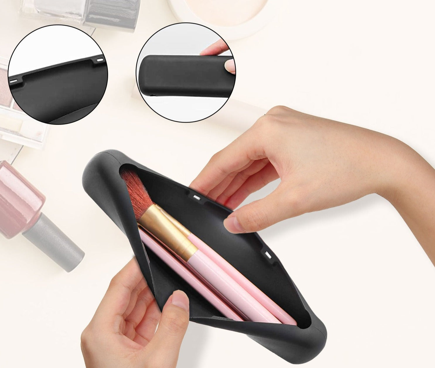 Trousse pour pinceaux en silicone et magnétique