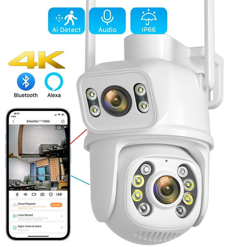 Caméra de surveillance double optique HD - Vision nocturne et détection des mouvements