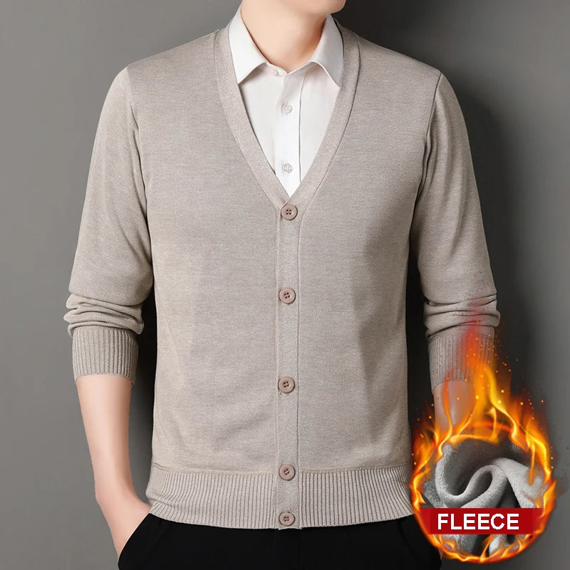 Cardigan col V intérieur doublé polaire