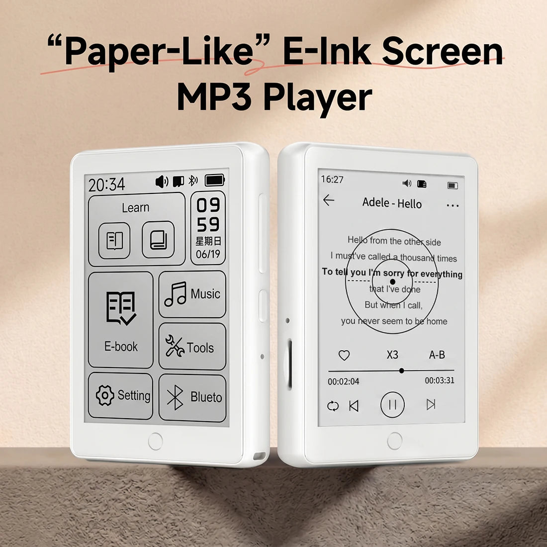 Lecteur MP3 & E-Book E-Ink 2,7" Bluetooth 45H Autonomie - Lecture & Musique
