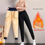 Jogging Slim à Large Taille Haute et Doublure Polaire