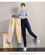 Jogging Slim à Large Taille Haute et Doublure Polaire