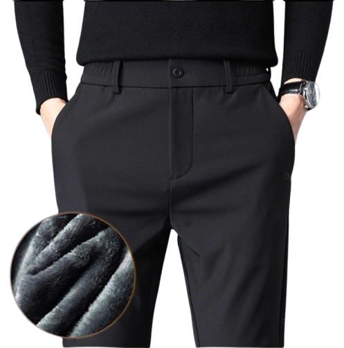 Pantalon élégant d'hiver avec doublure en polaire ultra-chaude pour Homme