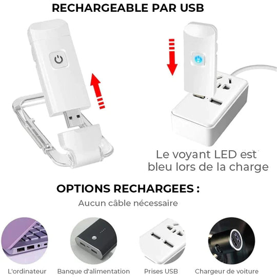 Mini lampe de lecture rechargeable - Marque page
