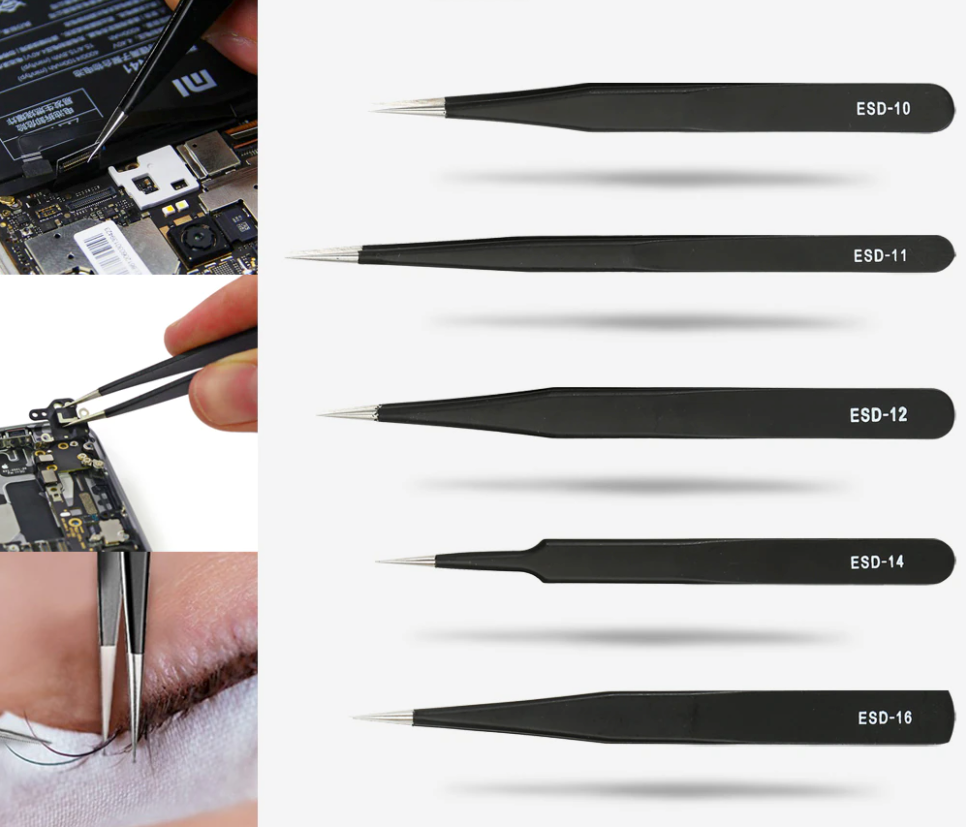 Lot de 9 Pinces Antistatique de précision