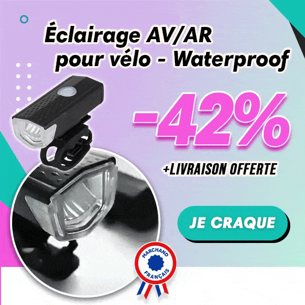 Éclairage AV/AR pour vélo - Waterproof