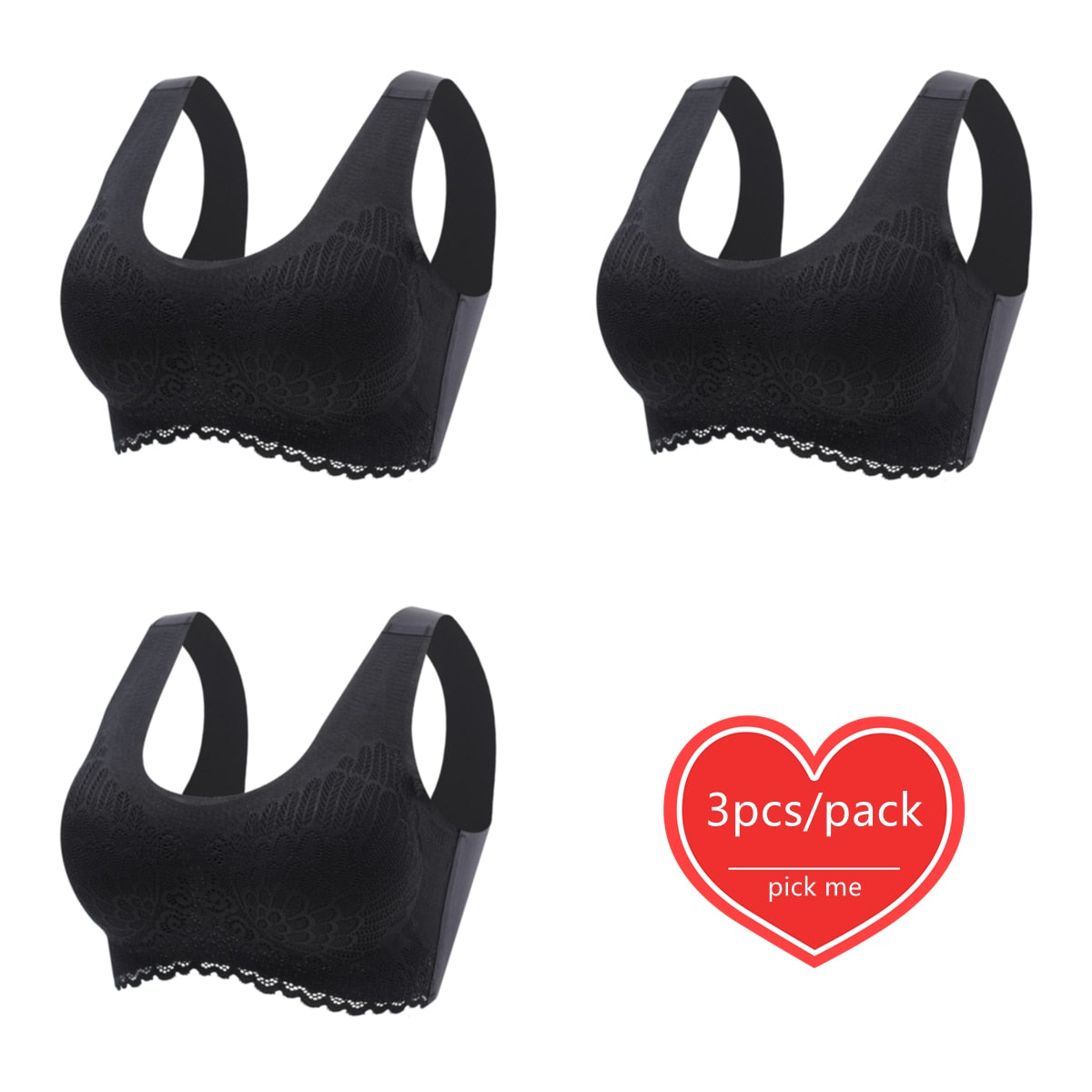 Lot de 3 Brassières Dentelle 5D sans couture