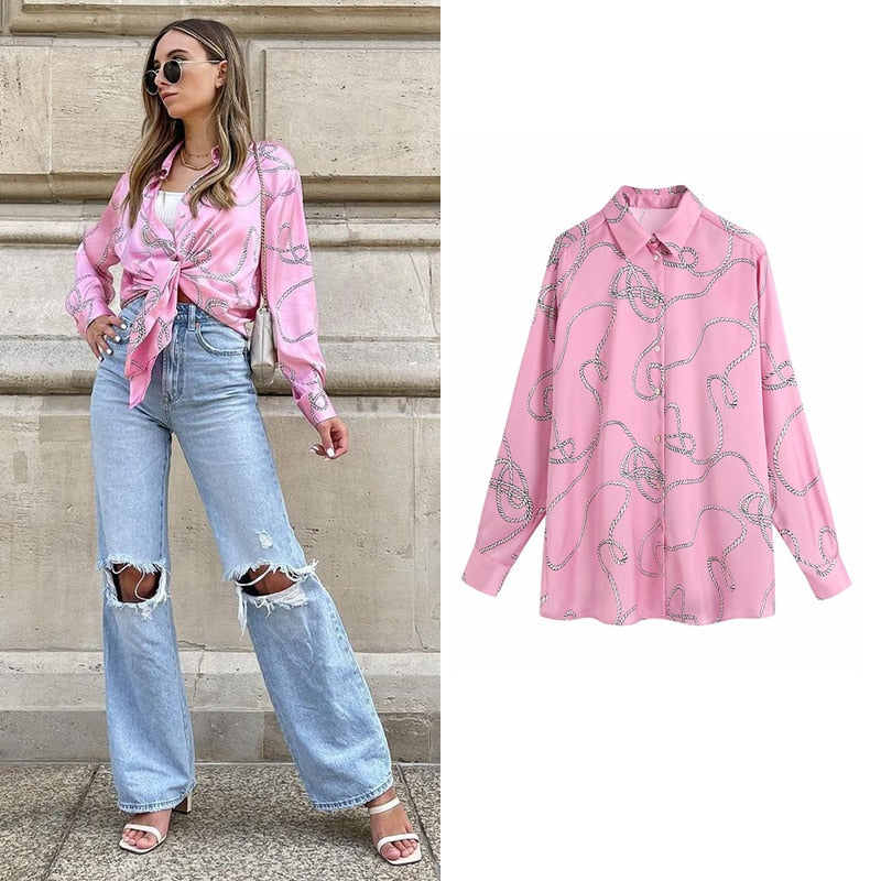 Chemisier en satin pour femme