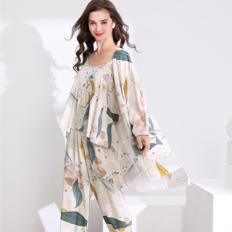 Pyjama bohème à fleur - 3 Pièces