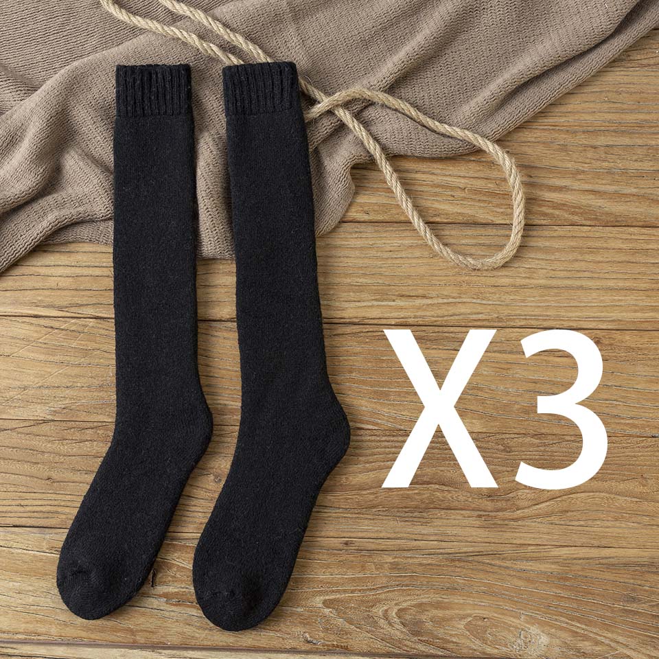3x Paire de chaussettes longues en laine épaisse