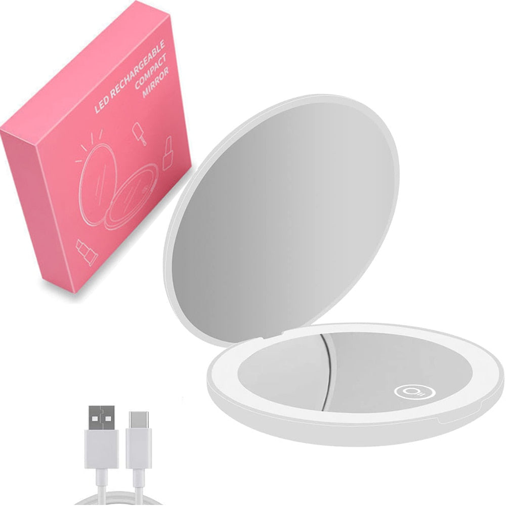 Mini miroir de poche à LED