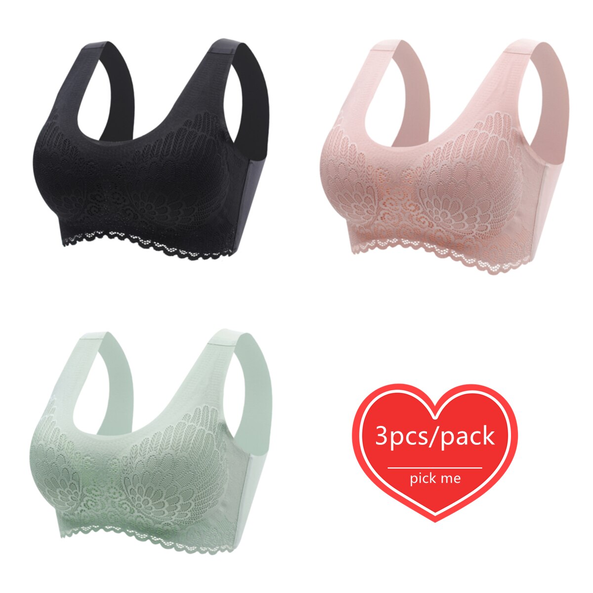 Lot de 3 Brassières Dentelle 5D sans couture