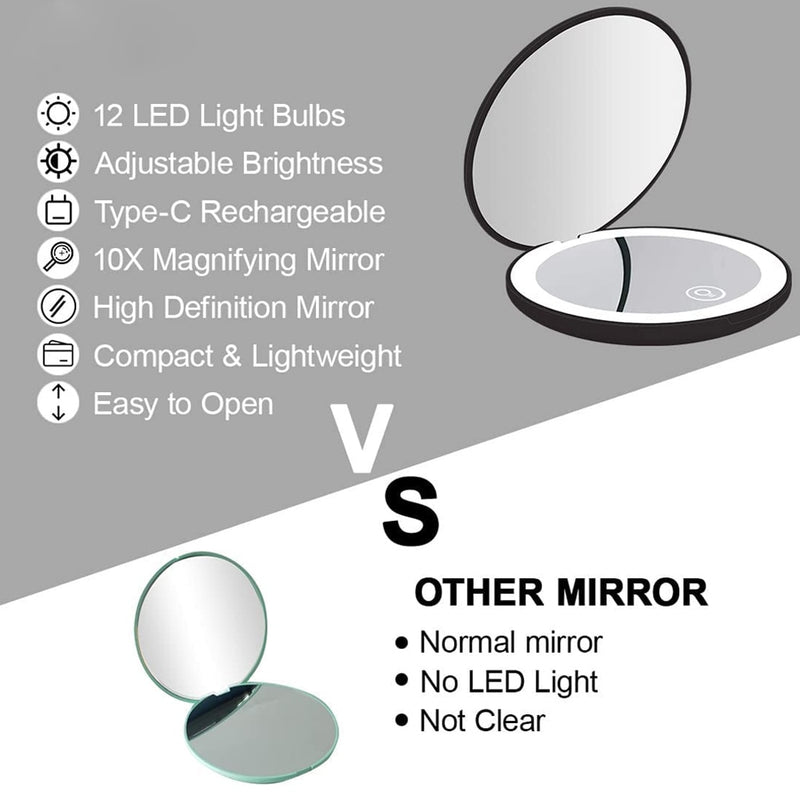 Mini miroir de poche à LED