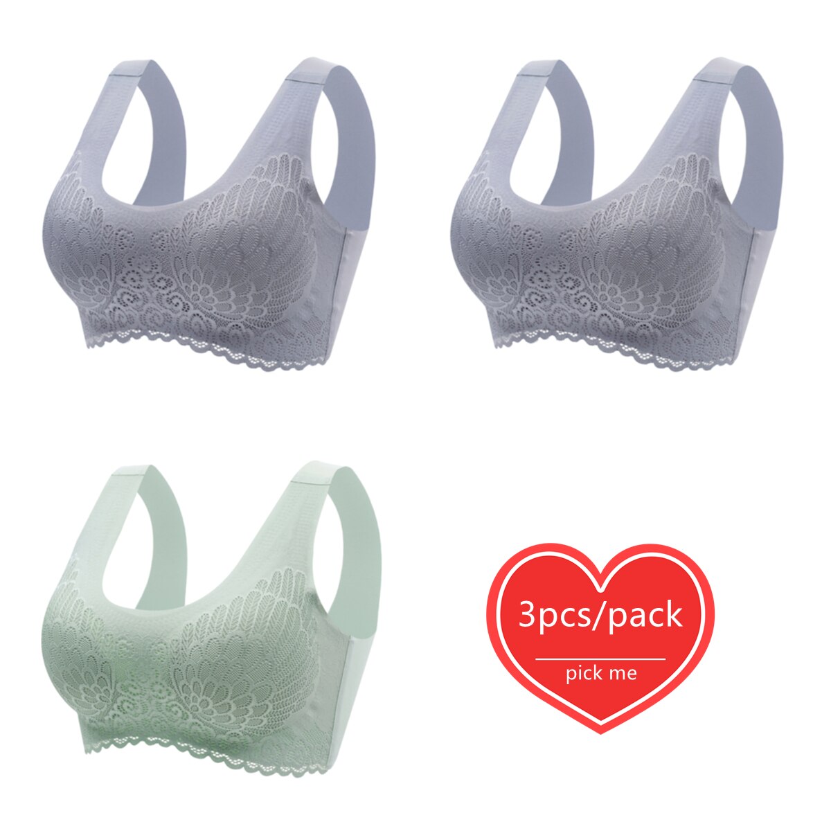 Lot de 3 Brassières Dentelle 5D sans couture