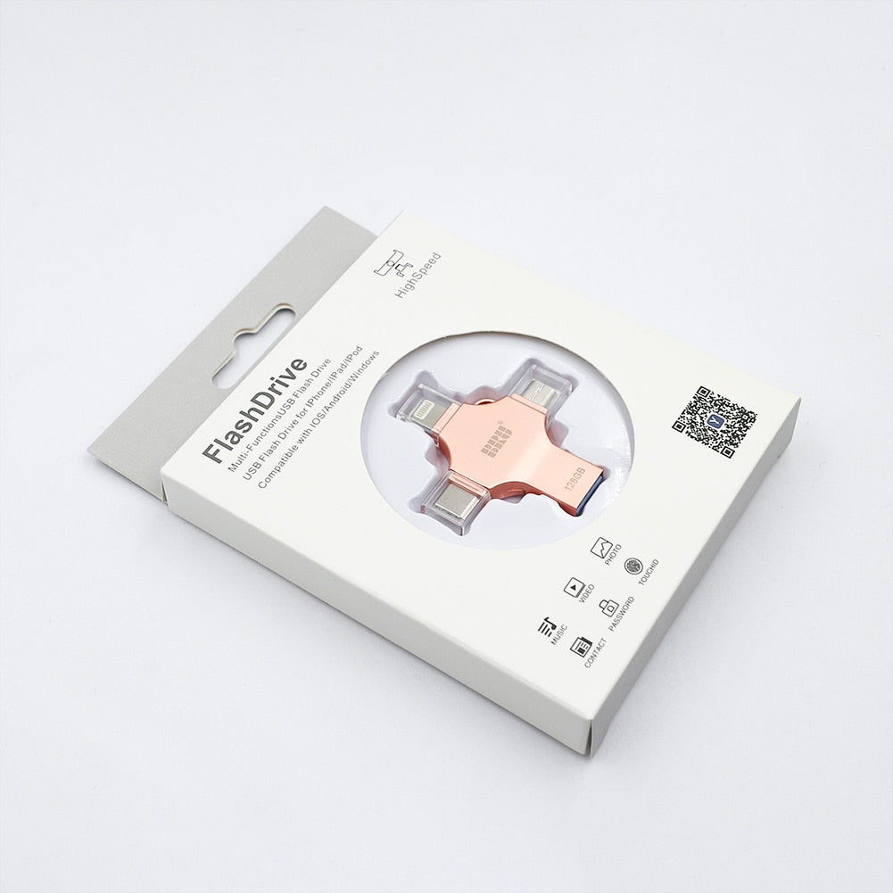 Clé USB 4 EN 1 64GB - PC, Téléphone, Tablette