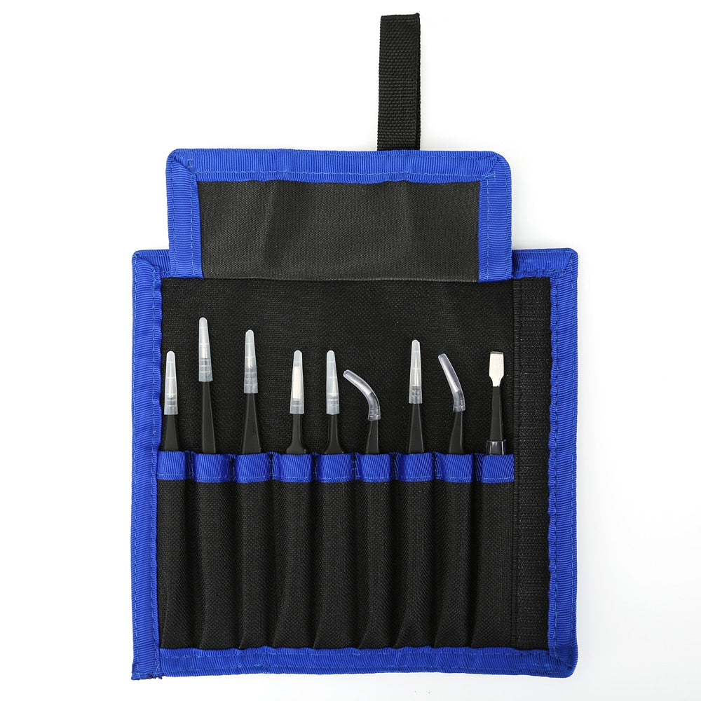 Lot de 9 Pinces Antistatique de précision