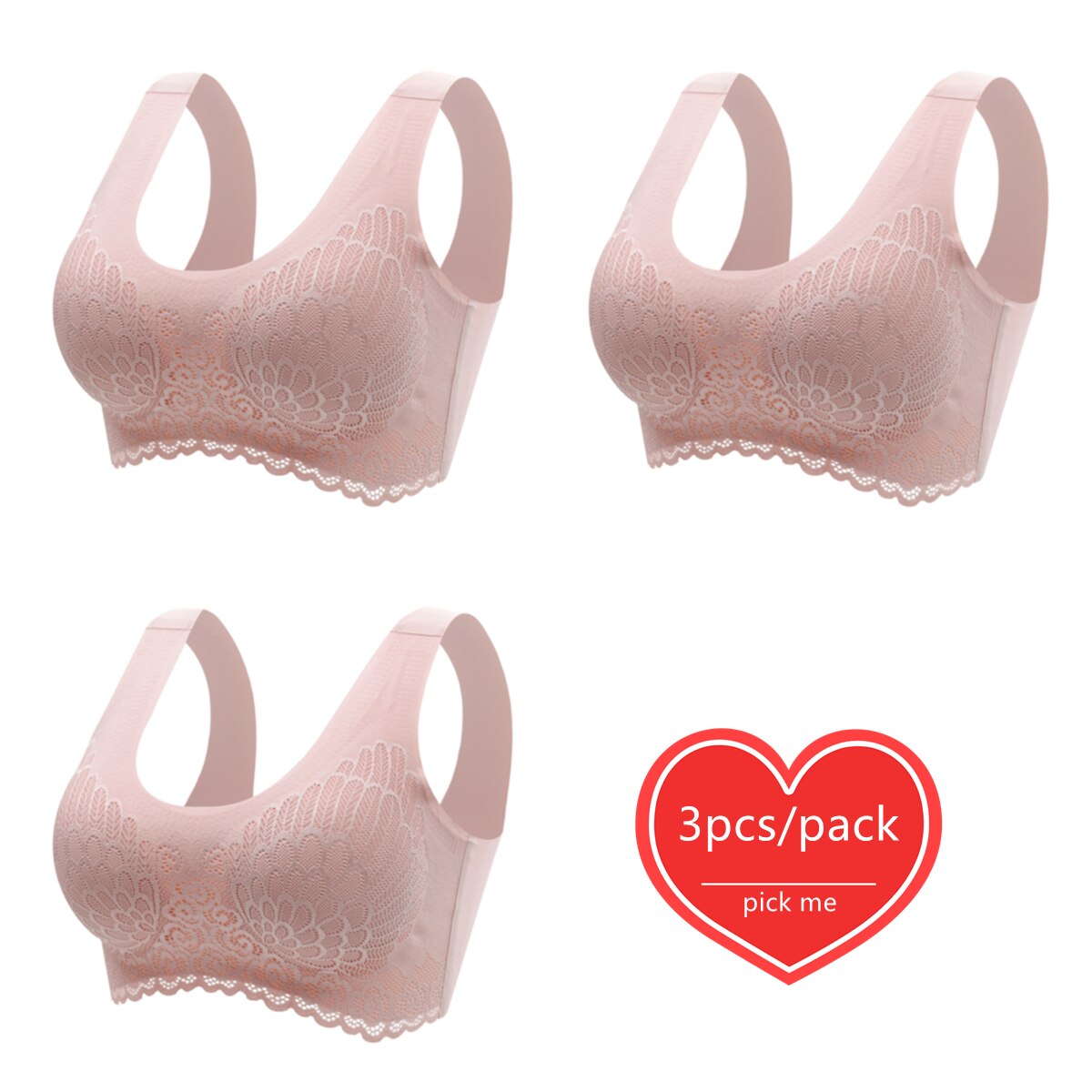 Lot de 3 Brassières Dentelle 5D sans couture