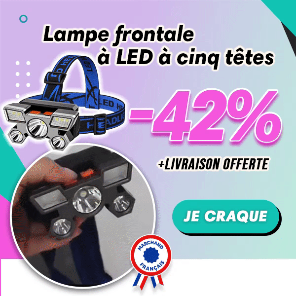 Lampe frontale à LED à cinq têtes