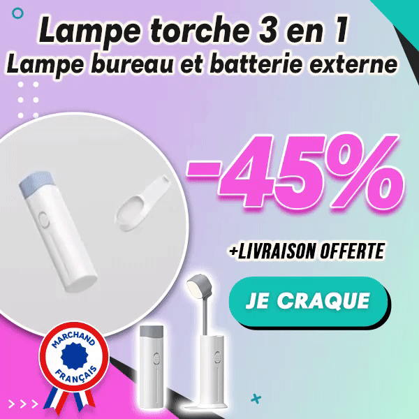 Lampe torche 3 en 1 - Lampe bureau et batterie externe