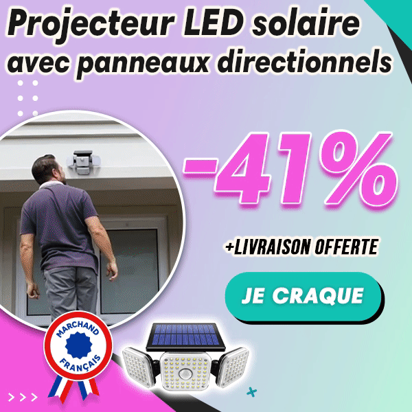 Projecteur LED solaire avec panneaux directionnels