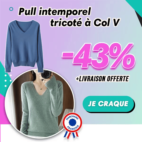 Pull intemporel tricoté à Col V - Femme