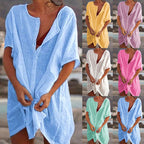 Robe chemise ample et longue - Lin et coton