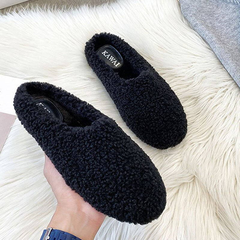 Mocassins d'intérieur en laine véritable