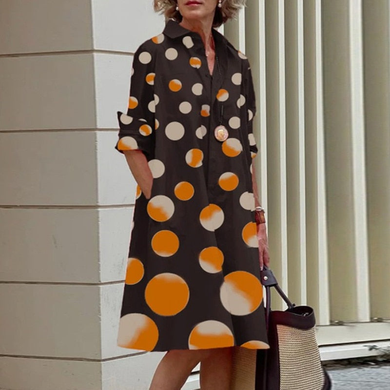 Midi shirt dress with turn-down collar and pockets - 2023 Collection