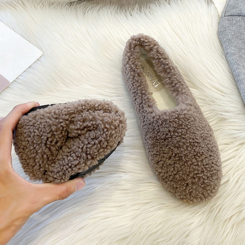 Mocassins d'intérieur en laine véritable