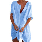 Robe chemise ample et longue - Lin et coton
