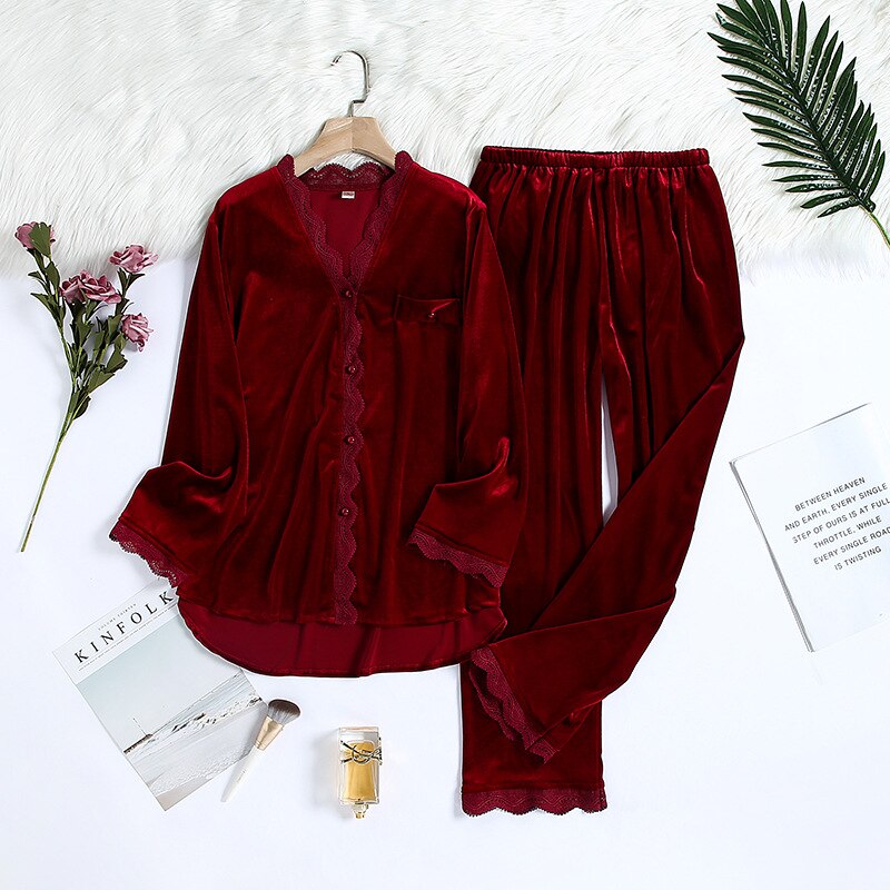 Pyjama élégant en velours pour femme