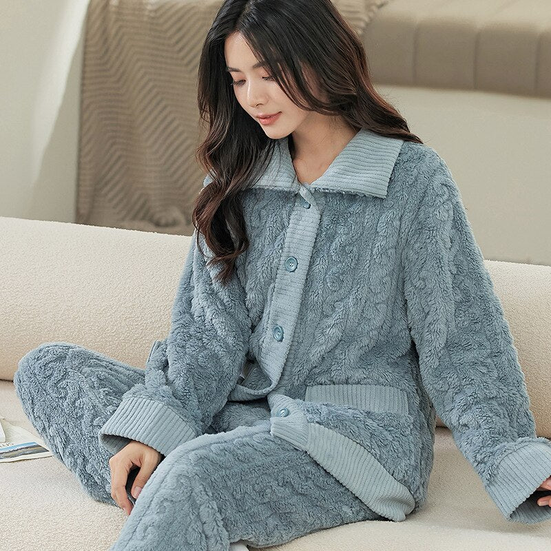 Ensemble d'intérieur cardigan torsadé mixte