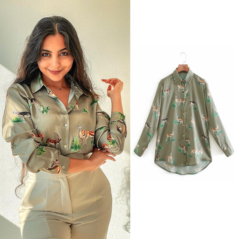 Chemisier en satin pour femme