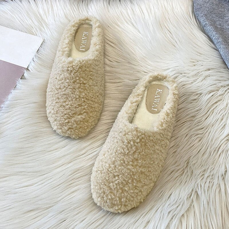 Mocassins d'intérieur en laine véritable