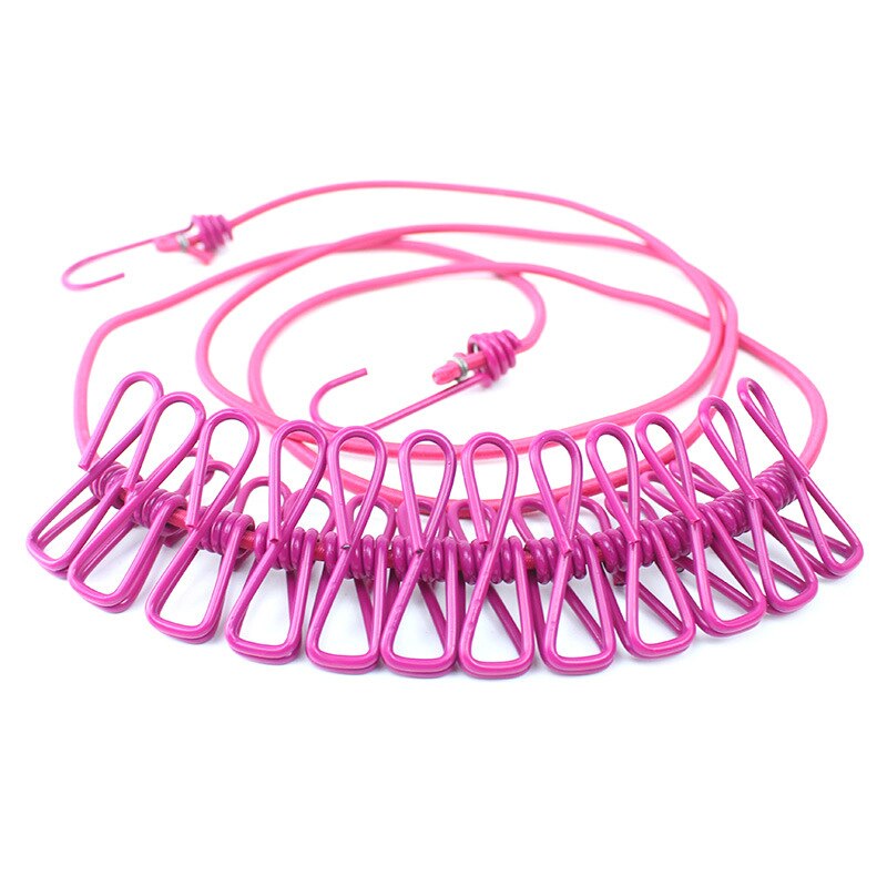 Corde élastique de séchage des vêtements voyage - 12 clips