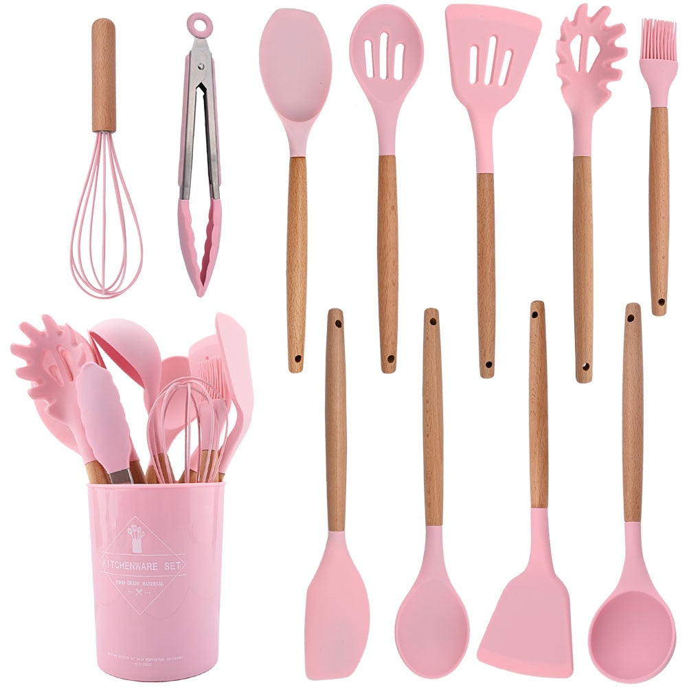 Ensemble complet d'ustensiles de cuisine en silicone