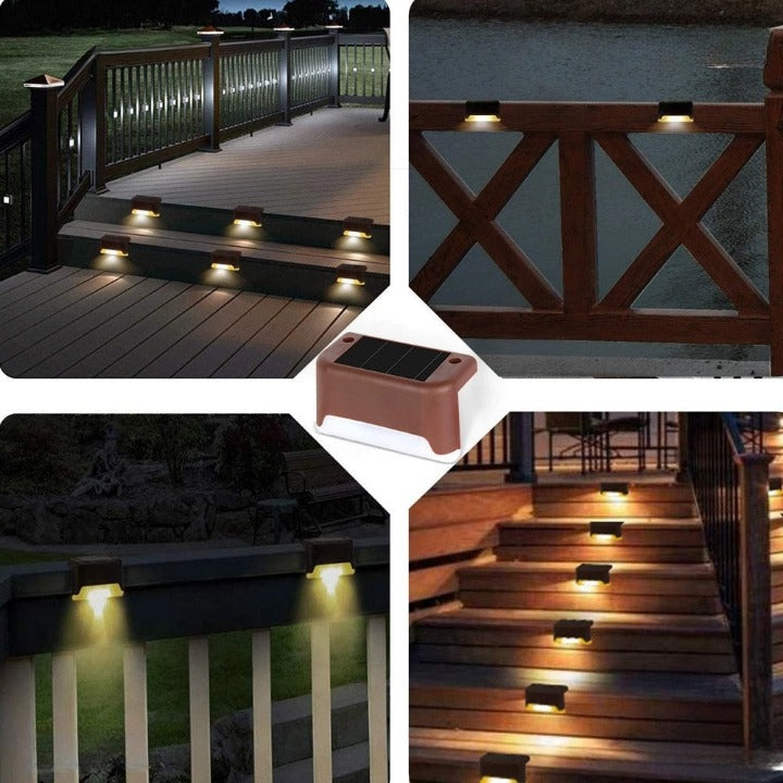 4x Appliques LED solaires pour escaliers et clôtures