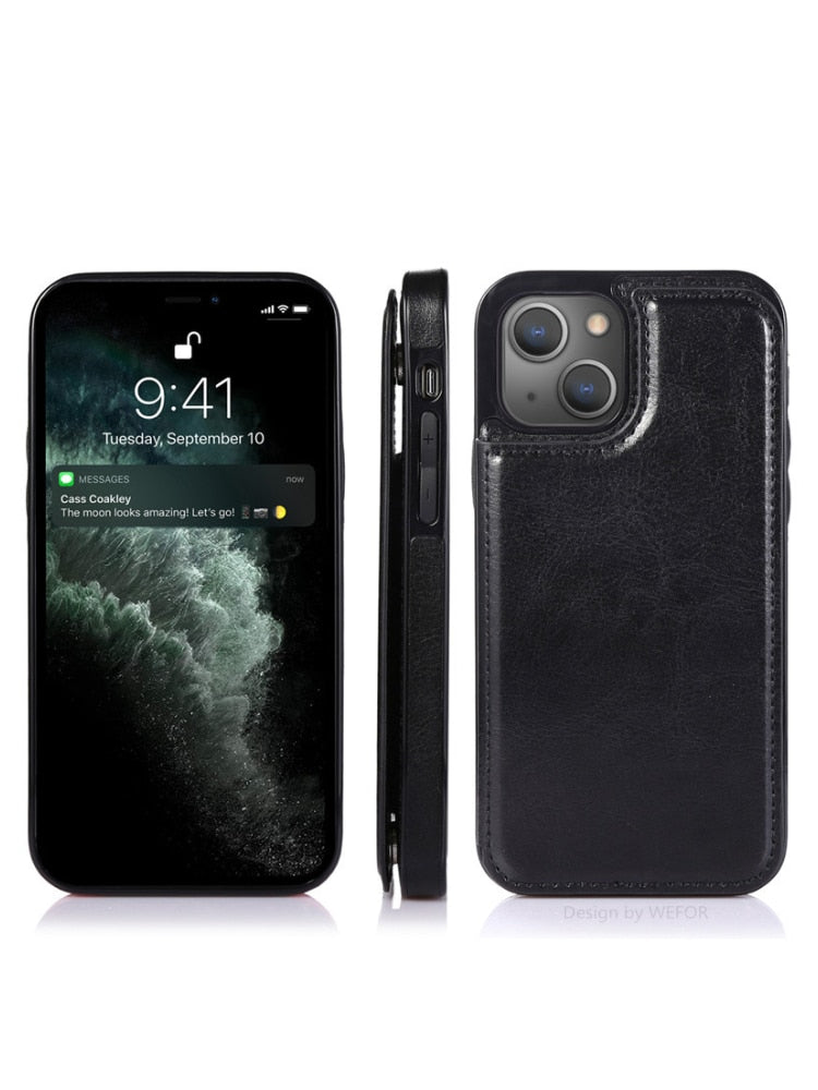 Etui portefeuille en cuir pour téléphone