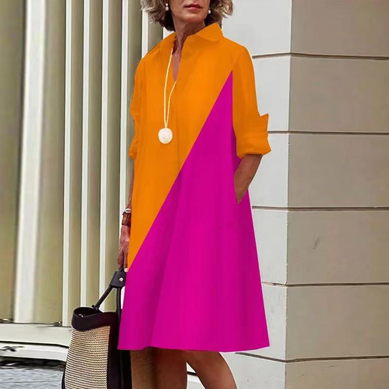 Midi shirt dress with turn-down collar and pockets - 2023 Collection