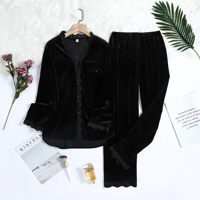 Pyjama élégant en velours pour femme