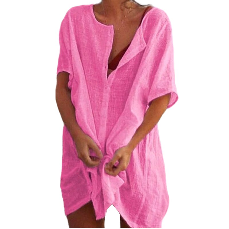 Robe chemise ample et longue - Lin et coton