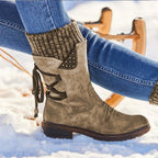 Botas de invierno de media caña de cuero - Mujer