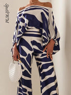 DOLCE VITA - L'Ensemble 2PCS en satin Chic pantalon fluide & haut épaules dénudées