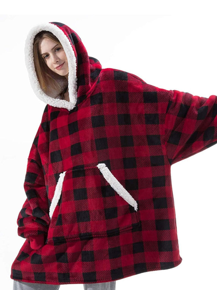 Sweat Plaid à capuche XXL