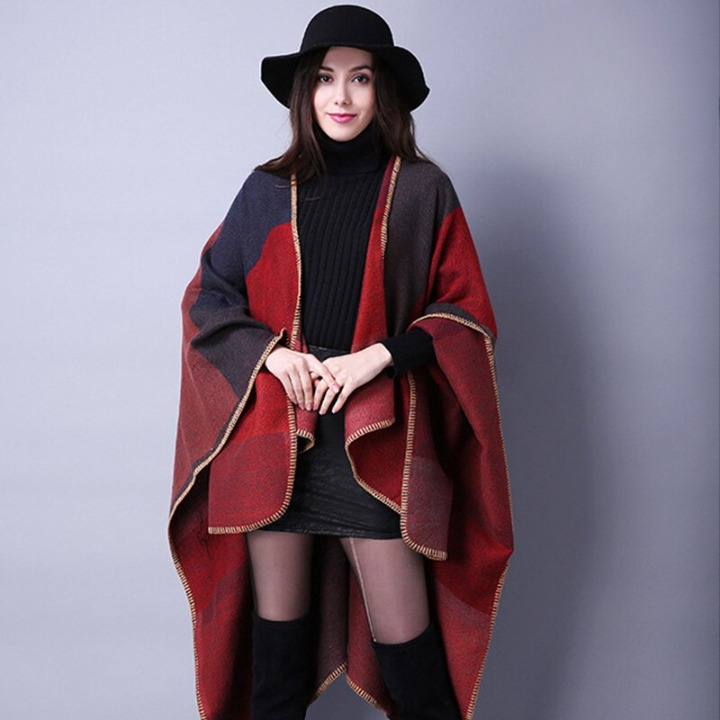 Poncho chaud, tendance et coloré - Femme