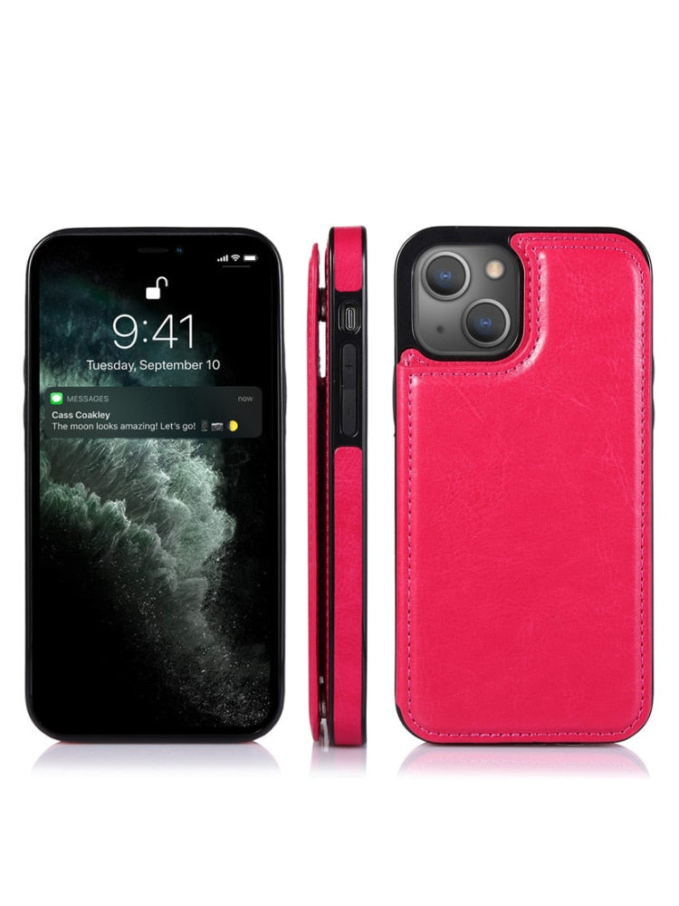 Etui portefeuille en cuir pour téléphone