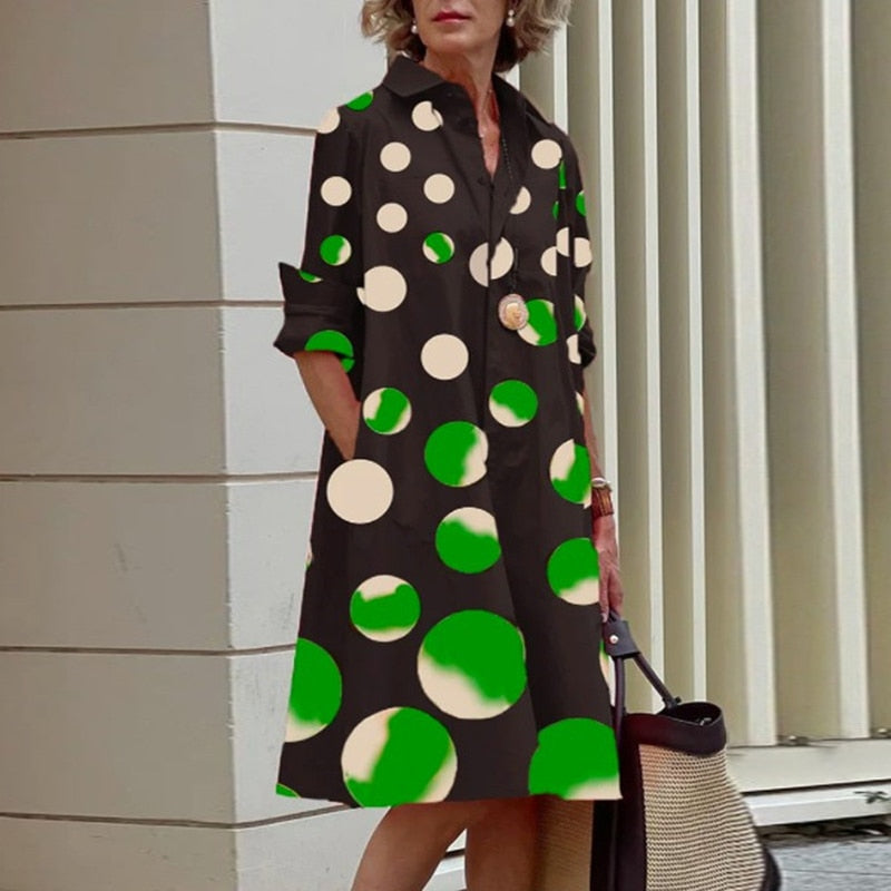 Midi shirt dress with turn-down collar and pockets - 2023 Collection